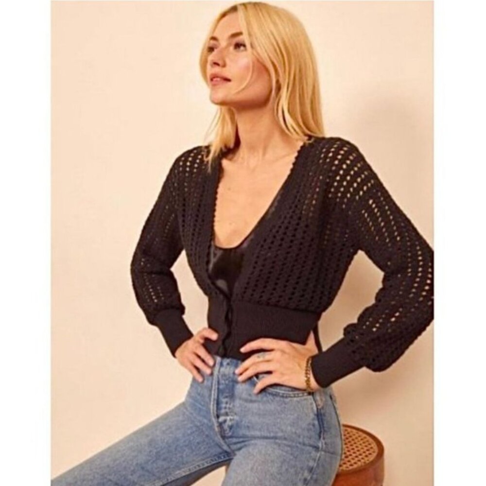 NWT REFORMATION Erin Crochet Cardigan Sweater XS Open Knit Long Sleeve Boho NEW